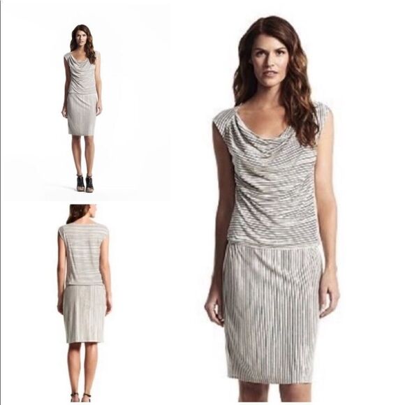 Derek Lam Linen Blend Drop Hem Striped
Relaxed Casual Dress Cream - Picture 2 of 16